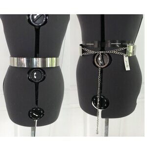 Jennifer & Company Thick Rigid Metal Belt in Silver Tone with Chain Link